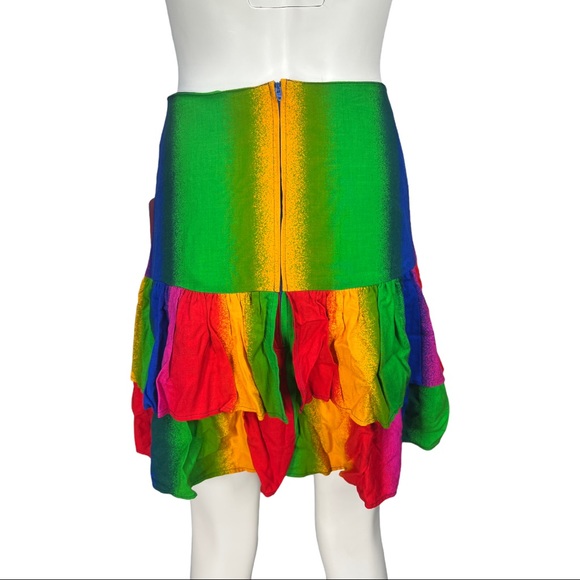 VTG 80's/90's NWT DEADSTOCK Liz E. Parker Texas Made Rainbow Tiered Skirt Sz 6 - Picture 5 of 8